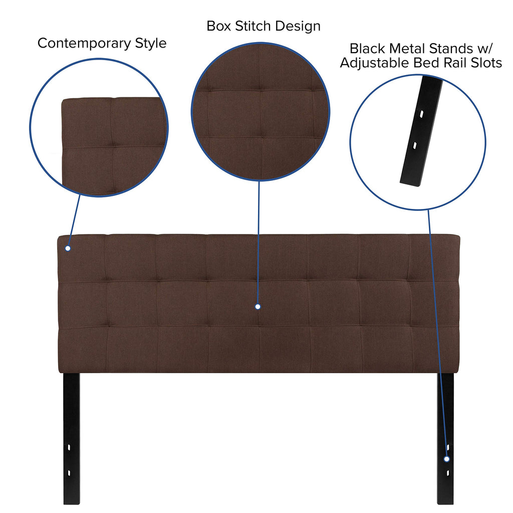 Flash Furniture Bedford Tufted Upholstered Queen Size Headboard In Dark Brown Fabric