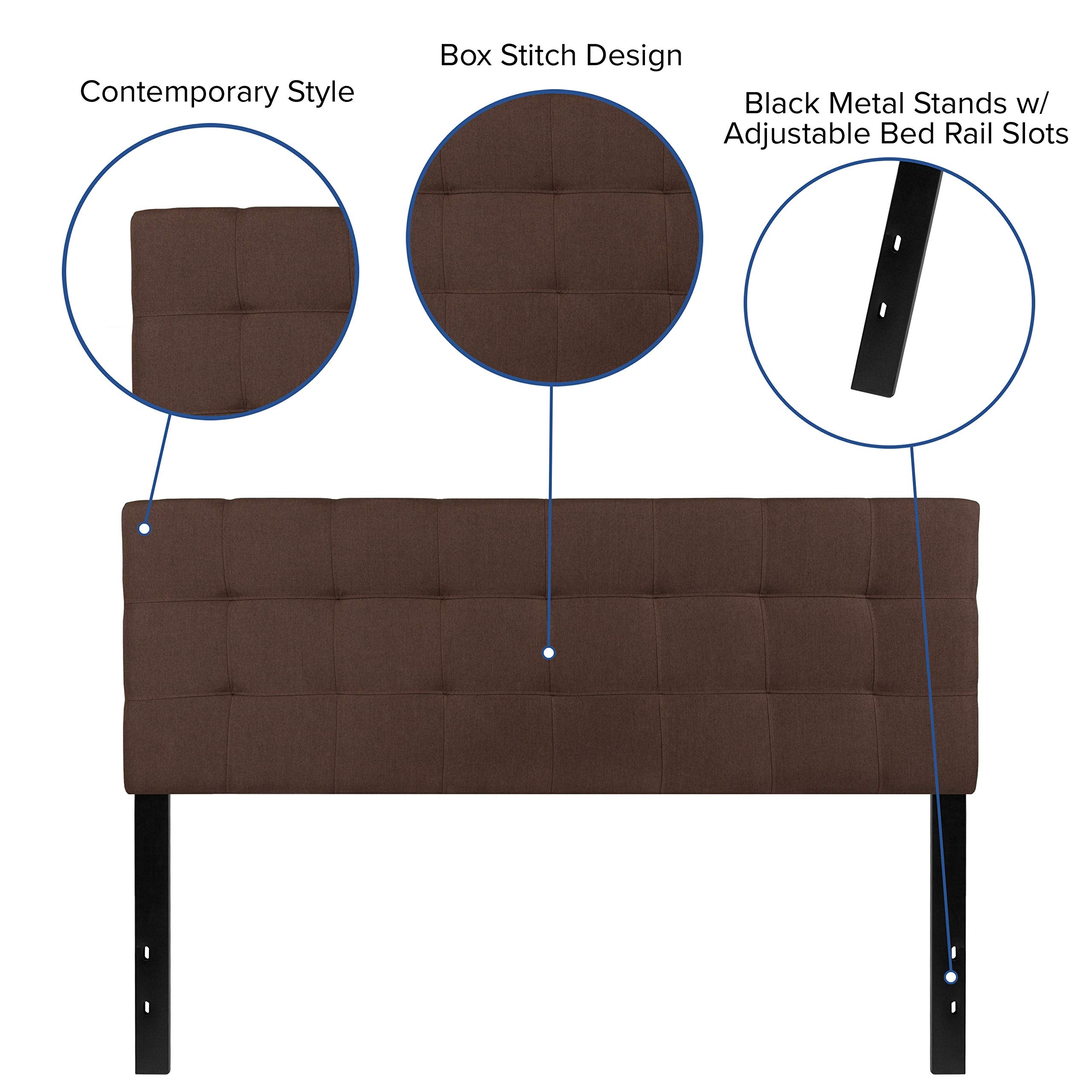 Flash Furniture Bedford Tufted Upholstered Queen Size Headboard In Dark Brown Fabric