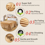 Fleece Blanket Queen Size 350Gsm Lightweight Throw For The Bed Extra Soft Brush Fabric Super Warm Sofa Blanket 90' X 90'(Camel