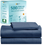 California Design Den - Finest Luxury Twin Size Sheets Set, Soft 100% Cotton Cooling Sheets Deep Pockets, 500 Thread Count Bedsheet Set, Twin Sheets Set (Fresh Navy Blue)