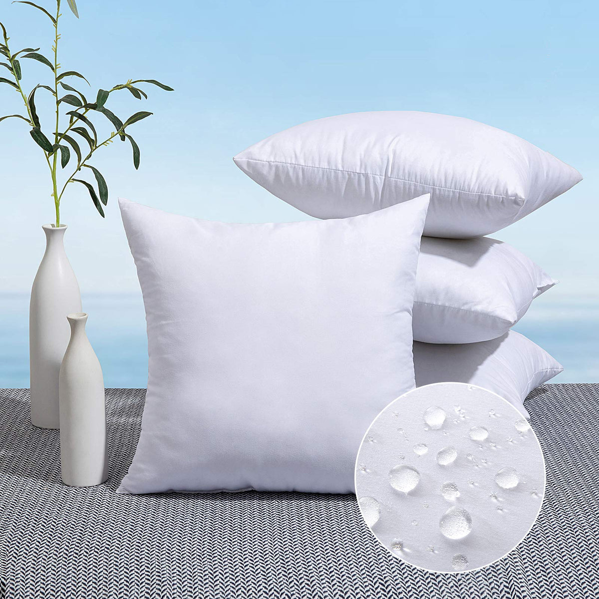 Miulee Pack Of 4 14X20 Outdoor Pillow Inserts, Water-Resistant Throw Pillow Inserts Decorative Premium Rectangle Pillow Stuffer