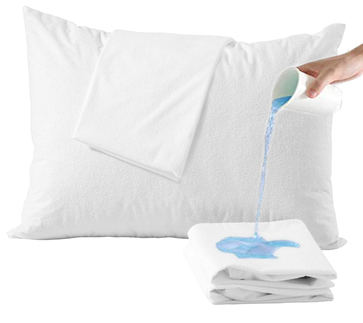 Niagara Sleep Solution Waterproof Pillow Protectors King 4 Pack Cotton Terry 100% Waterproof Cooling Zippered Cotton White T Pil