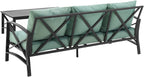 Crosley Furniture Kaplan 2-Piece Outdoor Sofa Patio Furniture Set, Conversation Sets For Porch, Deck, Oiled Bronze With Mist Cushions