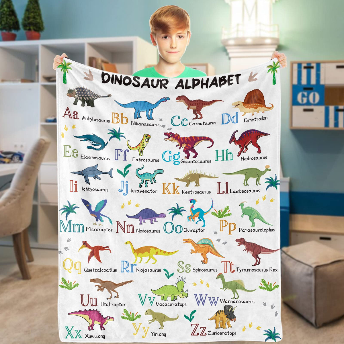 Dinosaur Blanket Kids, Dino Throw Blanket For Boys, Soft Cozy Flannel Dinosaur Throw Blankets, Fluffy Fleece Jurassic Park World