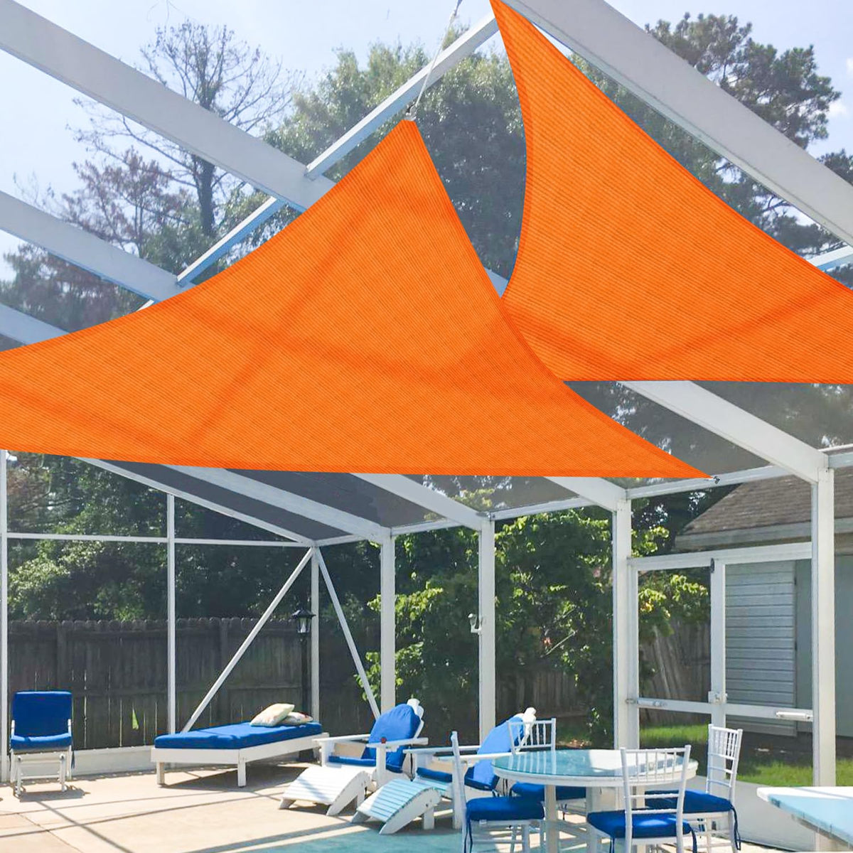 E&K Sunrise 21' X 22' X 30.4' Sun Shade Sail Right Triangle Canopy Shade Cover Uv Block For Patio Backyard Garden Outdoor (Orang