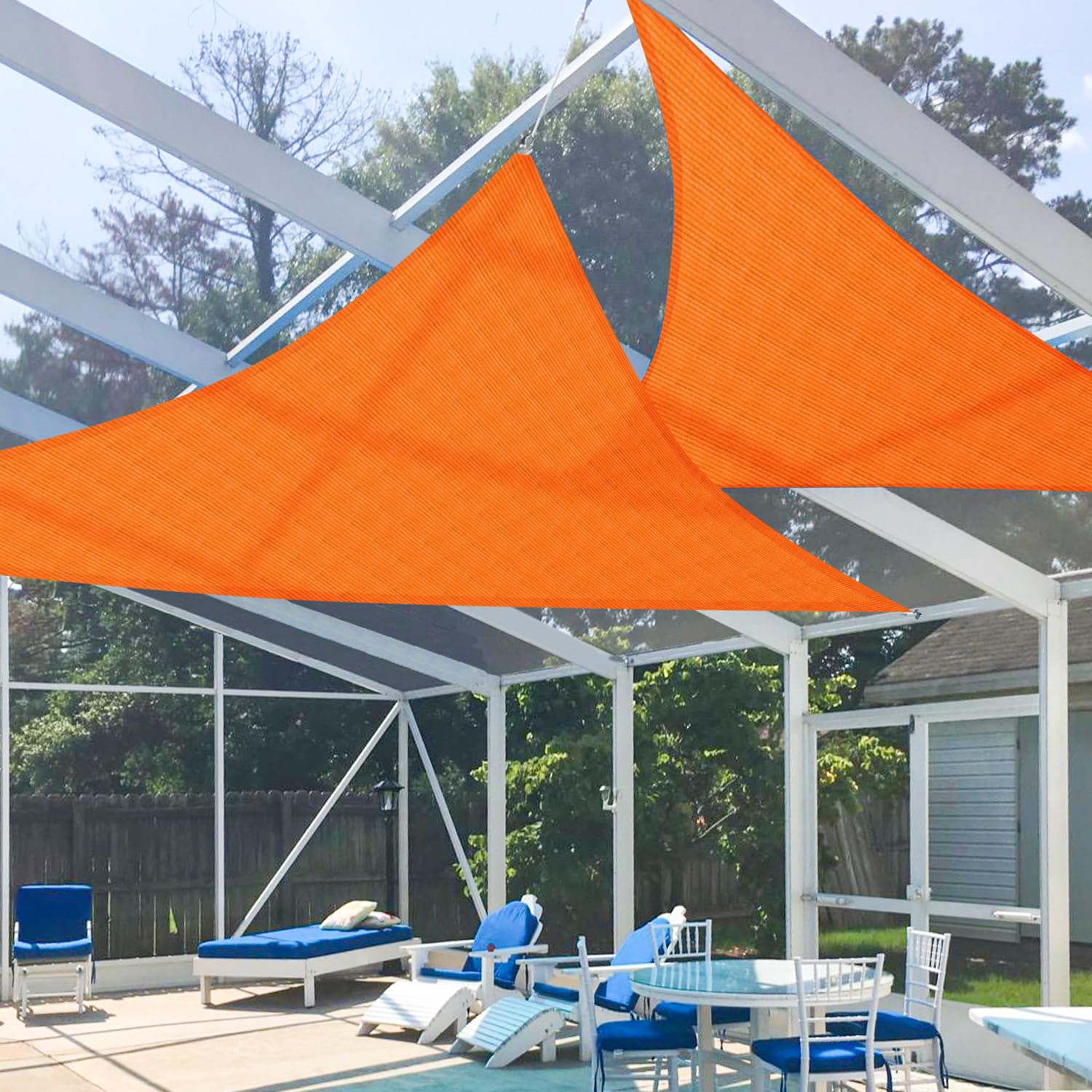 E&K Sunrise 5' X 18' X 19' Sun Shade Sail Right Triangle Canopy Shade Cover Uv Block For Patio Backyard Garden Outdoor (Orange)