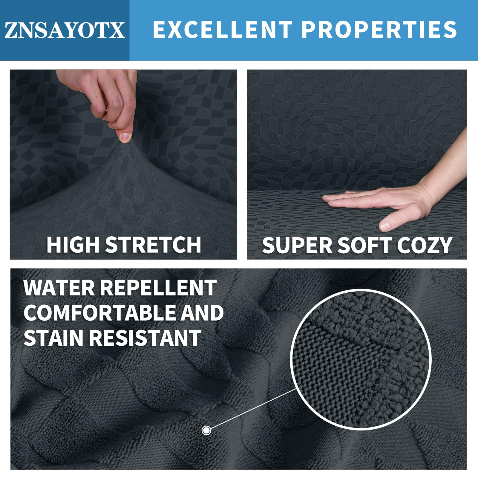 2024 Recliner Chair Covers (24''-37'') Newest 3-Piece With Non-Slip Ties & Elastic Stay In Place, Stretch Recliner Slipcover For