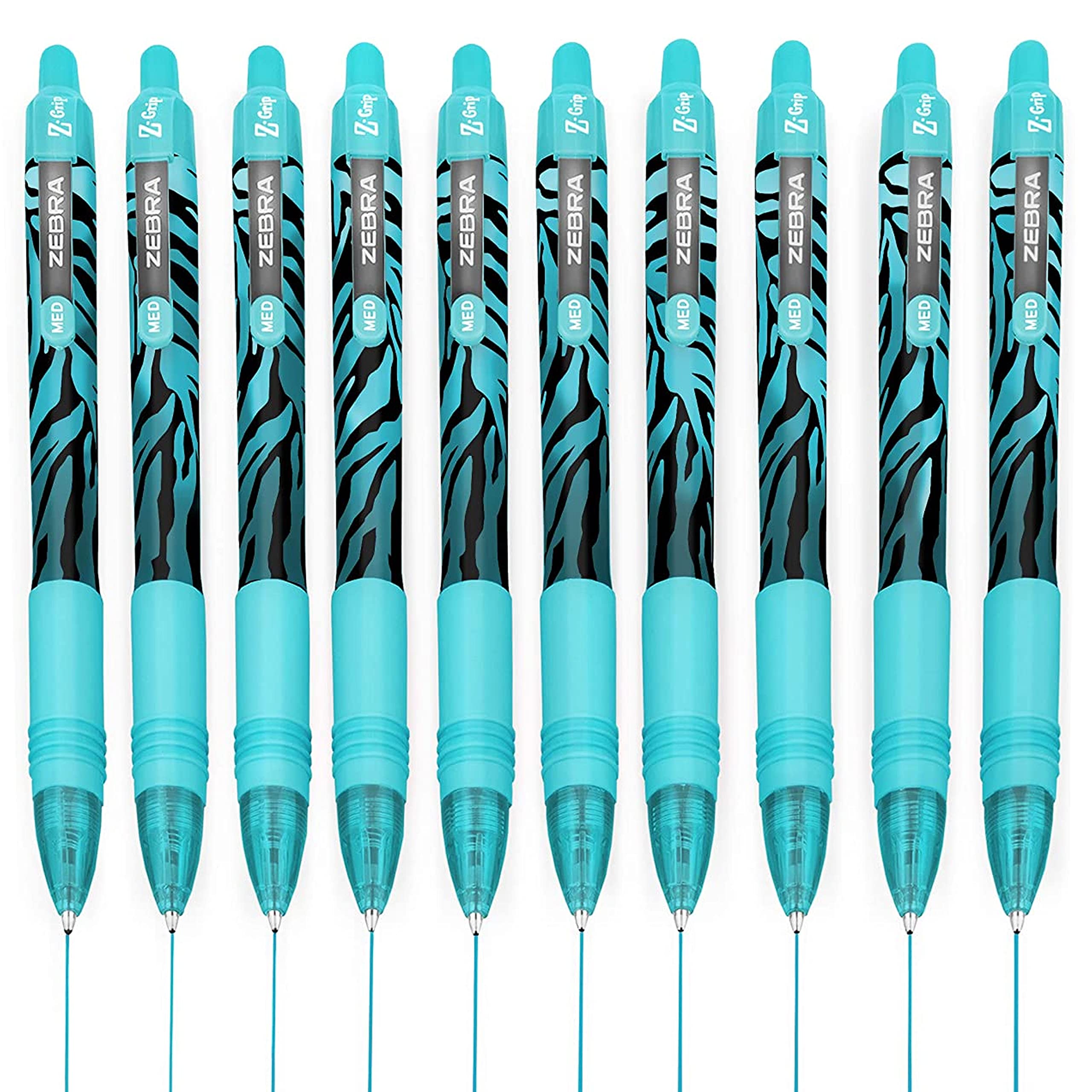 Zebra Z-Grip Smooth Ballpoint Pen - 1.0Mm - Funky Flame - Stripe Blue Barrel - Blue Ink - Pack Of 10