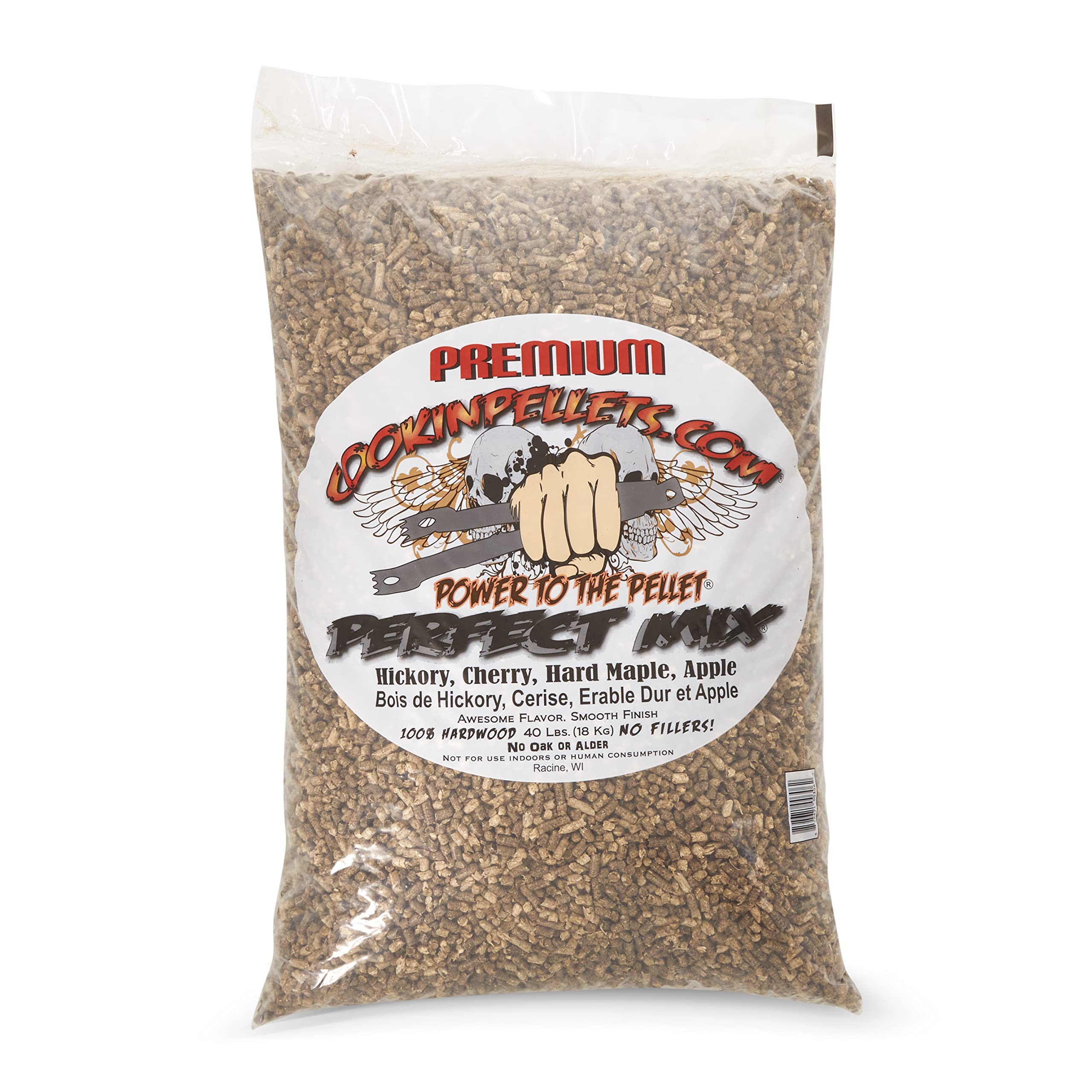 Cookinpellets Perfect Mix Natural Hardwood Hickory, Cherry, Hard Maple, And Apple Bbq Grill Wood Pellets For Pellet Grill And Pe