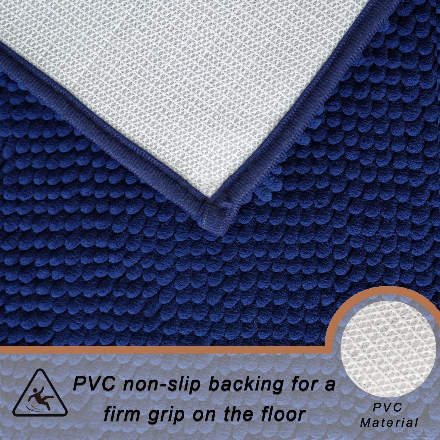 Bathroom Rugs Sets Of 3 Piece Ultra Soft Chenille Bath Mat, Non-Slip And Super Absorbent Bathroom Rug, Strong Pvc Underside, Mac