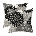 CXMEIFLY Black Grey Gray Pillow Covers 20x20 Inch Set of 2 Dahlia Floral Decor Throw Pillows Summer Modern Geometry Flower Outdo