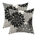 CXMEIFLY Black Grey Gray Pillow Covers 20x20 Inch Set of 2 Dahlia Floral Decor Throw Pillows Summer Modern Geometry Flower Outdo