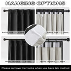 Dualife Black Out Curtain Panels Tab Back With Hooks, Sundproof Thermal Insulated Pleat Long Curtains/Drapes For Sliding Glass D