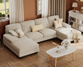 Furmax Sectional Couches for Living Room, U-Shaped Sofa Couch with Soft Corduroy, 4 Seat Sofa Set with Double Chaise for Apartme