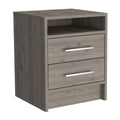 Nightstand 20" H, 2 Drawers, Superior Top, Metal Handles, Light Gray