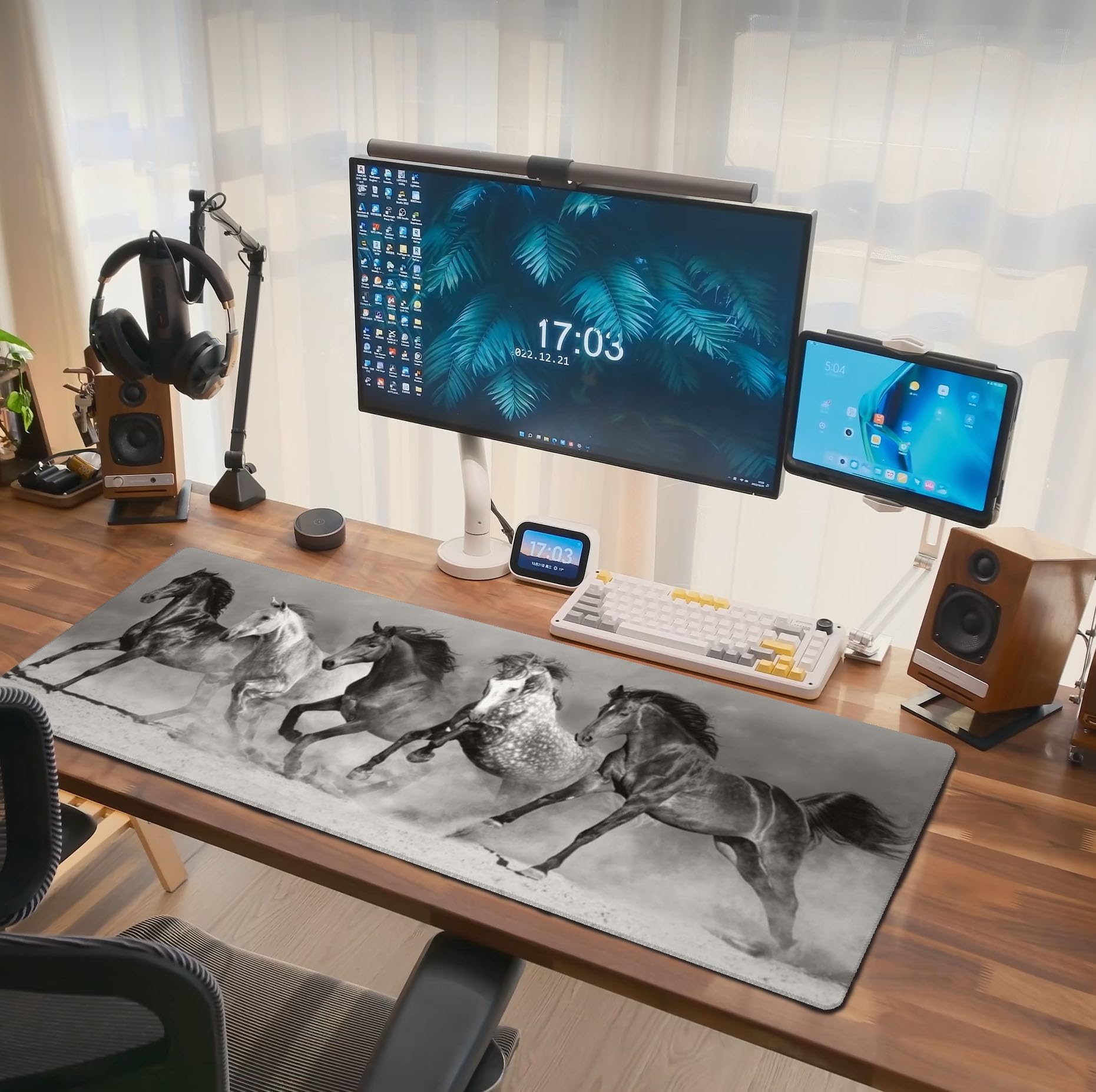 Horse Running Mouse Pad Extended Large Gaming Mousepad Xl Big Long Oversized Desk Mat Stitched Edges 31.5 X 11.8 Inch For Home O