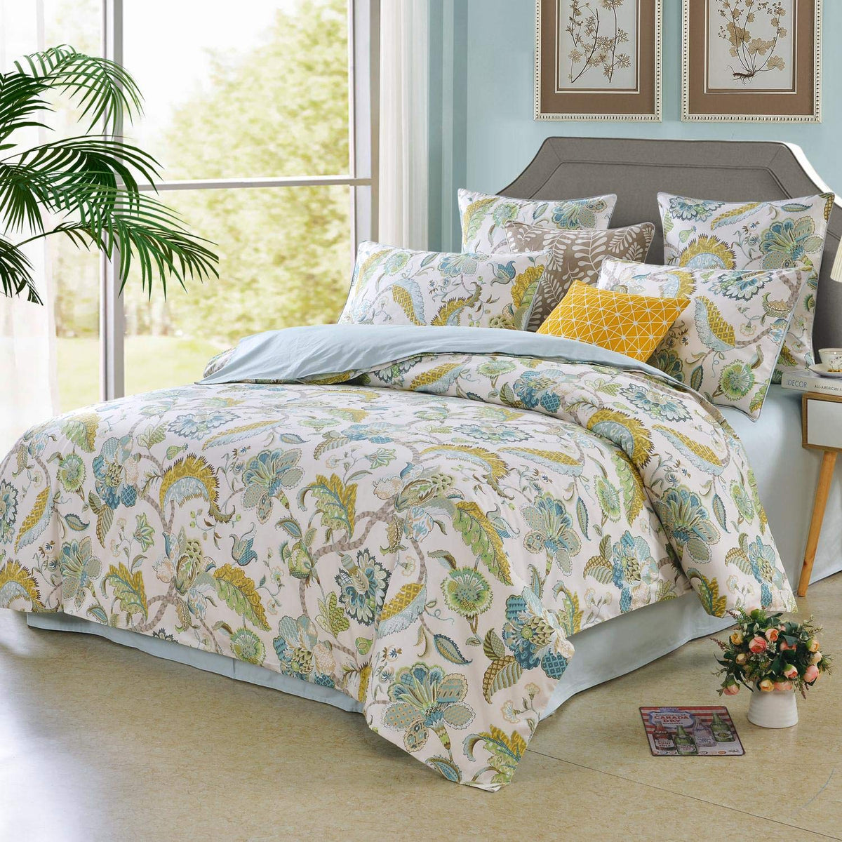 Softta Duvet Cover King Bedding Set Baroque Floral 3 Pcs Tropical Summer Bedding Vintage Farmhouse Paisley Pattern 100% Egyptian