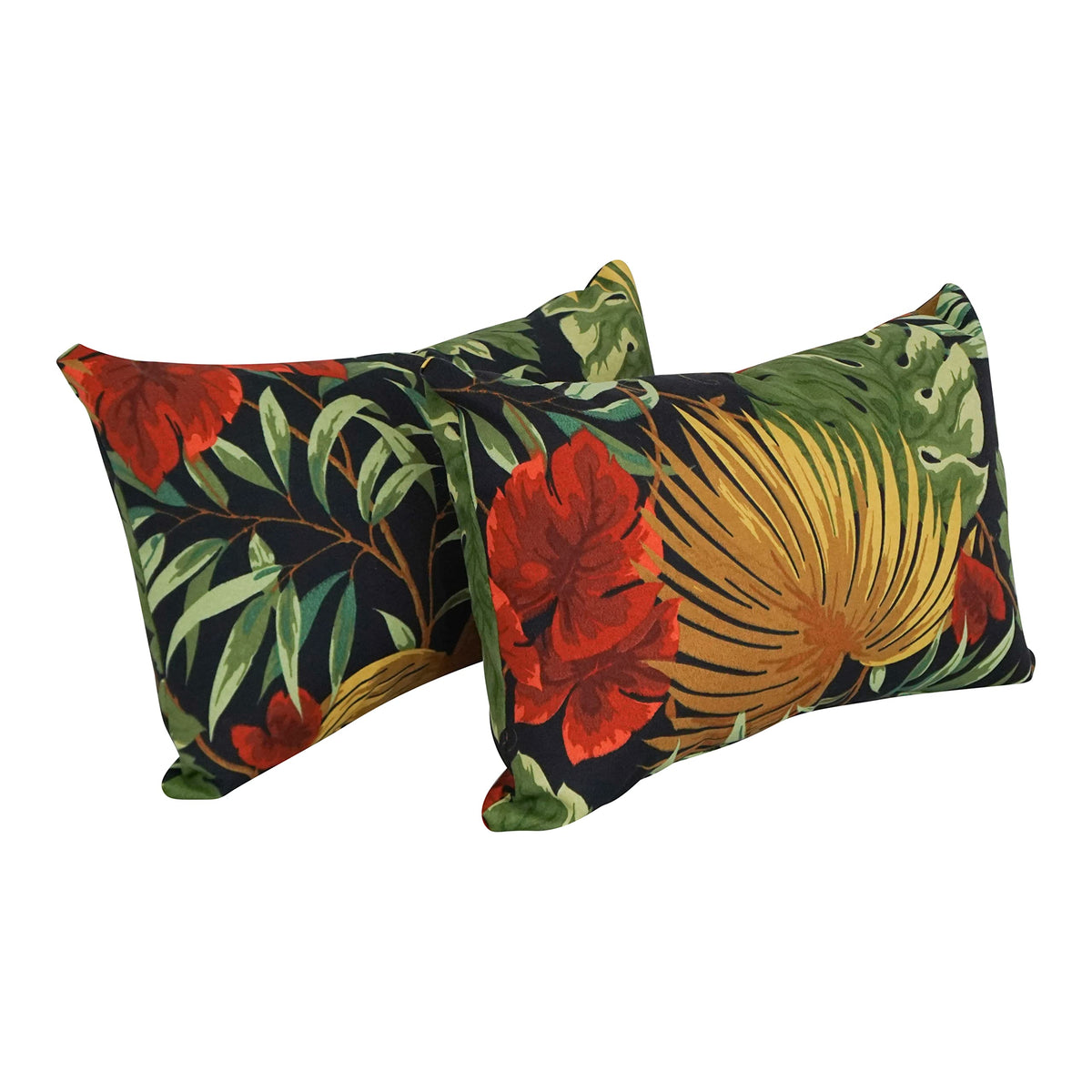 Blazing Needles 9911-S2-REO-30 Outdoor Throw Pillows (Set of 2), 12&quot; x 20&quot;, Tropique Raven