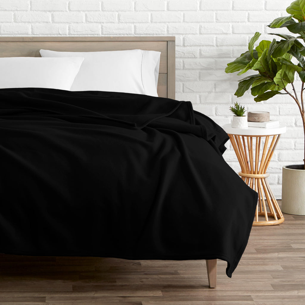 Bare Home Polar Fleece Blanket - Full/Queen Blanket - Black - Warm & Cozy - Premium Fleece Blanket - Blanket For Bed, Sofa, Camp