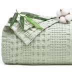 Phf Cooling Waffle Blanket Queen Size, Lightweight 60% Rayon Derived From Bamboo & 40% Cotton Breathable Blanket For Hot Sleepers, Soft And Luxury For Bed Couch And Sofa, 90'X90', Mint