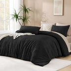 Andency Black California King Comforter Set, 3 Pieces Black Boho Bedding Set & Collections, Farmhouse Tufted Fluffy Bed Set For