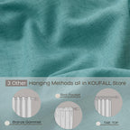 Koufall Teal Back Tab Rod Pocket Linen Sheer Curtains For Living Room 52X96 Inch Length