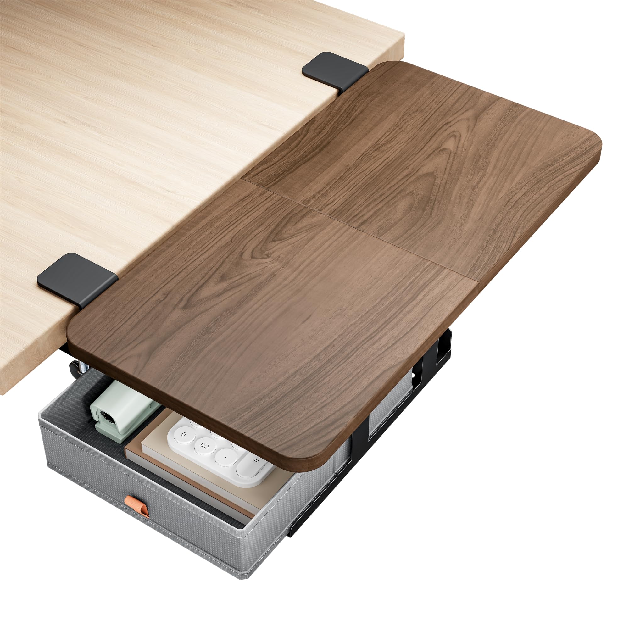 Pegzone Desk Extender Tray, 24 ' X 14.4 ' Clamp On Desk Shelf, Desk Extension With Storage Drawer, Table Desk Arm Rest, Clamp