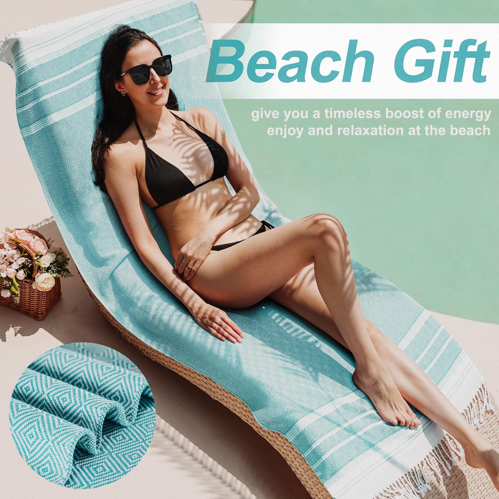 6 Packs Oversized Cotton Turkish Beach Towels Set Bulk 74''X38'' Extra Large Sand Free Quick Dry Clearance Swim Bath Camping Poo