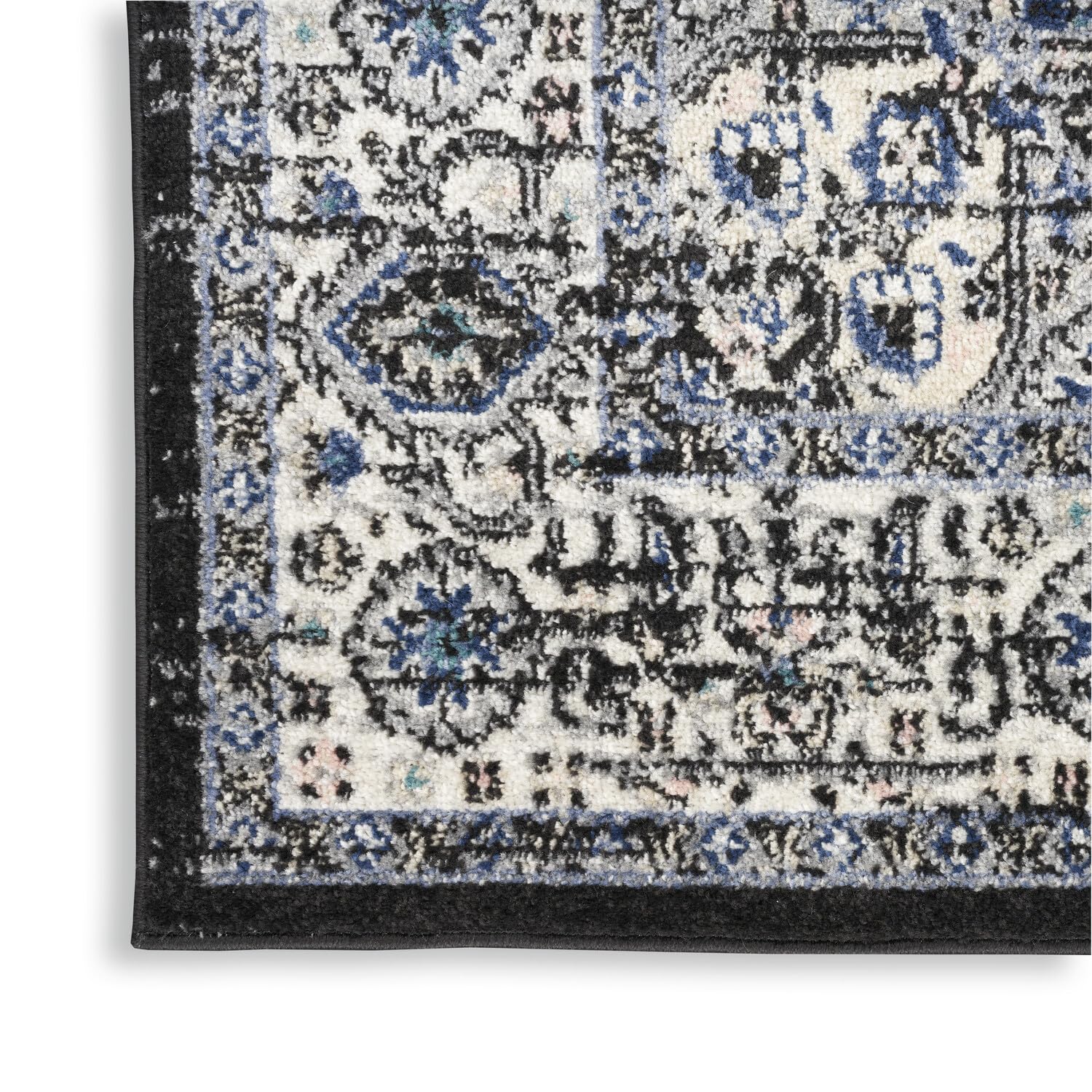 Nourison Passion Bohemian Black Ivory 2'2'' X 10' Area-Rug, Easy-Cleaning, Non Shedding, Bed Room, Living Room, Dining Room, Kit