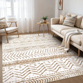 Nakagishi Area Rug Living Room Rugs: 5x7 Machine Washable Boho Large Neutral Farmhouse Stain Resistant Moroccan Indoor Carpet fo