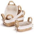 Fivebop Woven Storage Basket Set of 4, Multisize Boho Cattail Leaf Baskets with Handles & Liners, Decorative Baskets for Shelve