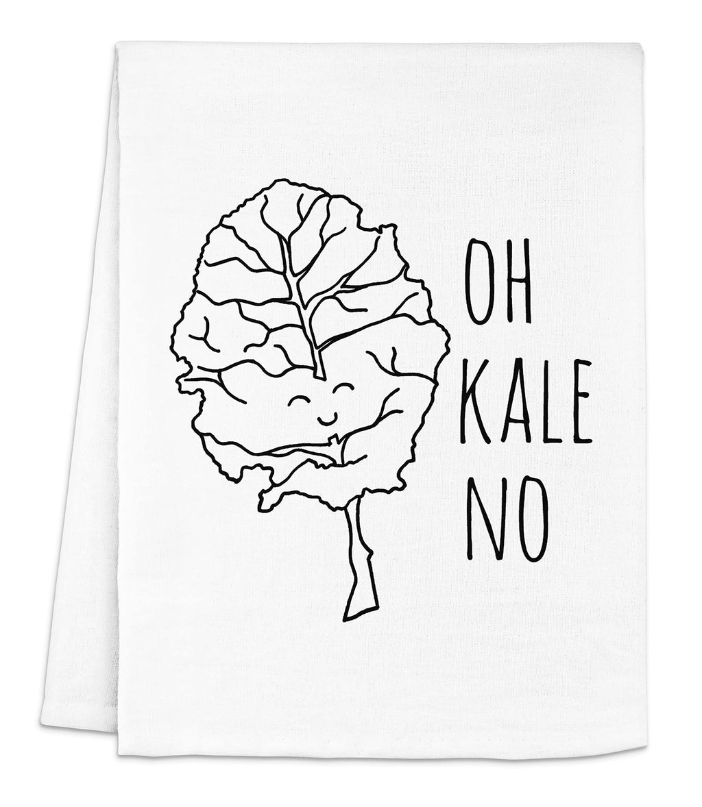 Moonlight Makers Funny Dish Towel, Oh Kale No! Flour Sack Kitchen Towel, Sweet Housewarming Gift, Farmhouse Kitchen Decor, White