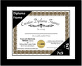 Creative Picture Frames 7x9 Classic Black Diploma Frame with White Mat Glass Easel and Installed Wall Hangers | Frame Holds 8x10
