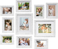 Povrgive Picture Frames Set of 10 White, Bulk MDF Frames for 8x10, 5x7, 4x6 Photos Real Glass for Wall or Tabletop