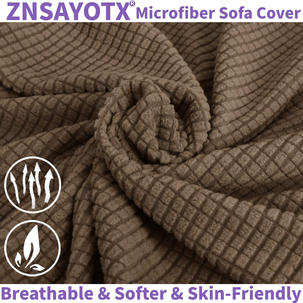 Znsayotx Super Stretch Chair Slipcover Universal Sofa Chair Covers For Living Room Dogs Pet Furniture Protector Spandex Armchair Slipcovers With Anti Slip Foam Sticks (Brown, Chair)