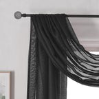 Donren Jet Black Window Scarf Curtains For Outdoor Decoration - Add Luxury Beautiful Elegant Effect To Curtain Panels (1 Panel,
