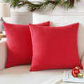 Otostar Linen Throw Pillow Covers Set Of 2 Decorative Square Pillowcases Cushion Covers 18X18 Inch For Home Decor Sofa Bedroom Car 45 X 45 Cm Christmas Red