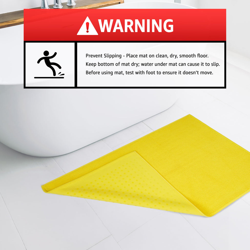 American Soft Linen Bath Rug, 17 In 24 In 100% Cotton Bath Mats Rugs For Bathroom, Non Slip Washable Shaggy Form Area Rugs, Yell