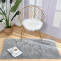 Keeko Small Fluffy Rug for Bedroom, 2x4 Grey Bedside Runner Rug Non Slip Throw Rugs for Living Room Entryway Shag Fuzzy Faux Fur
