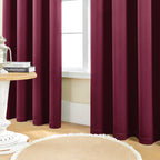 Shineland Wine Red Burgundy Curtains 63 Inch Length For Bedroom 2 Panels Winter Thermal Blackout Curtains For Kitchen