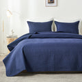 Akkialla Queen Quilt Bedding Set,Navy Blue Ultrasonic Full/Queen Quilt Set,Lightweight Soft Bedspread Coverlet,Modern Style Coin