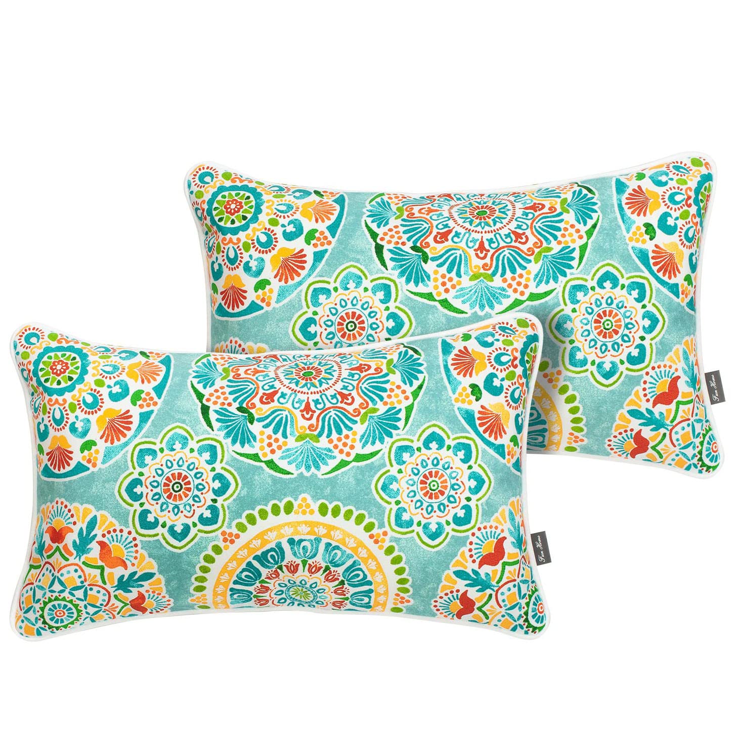 Funhome Indoor Outdoor Lumbar Pillow Covers Only, Waterproof Fade-Resistant Patio Lumbar Cases 12    X 20   , Throw Pillowcase S