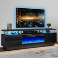 oneinmil Fireplace TV Stand with 36    Electric Fireplace, 80    2 Tier TV Console Stand for TVs Up to 90, LED Light Entertainme
