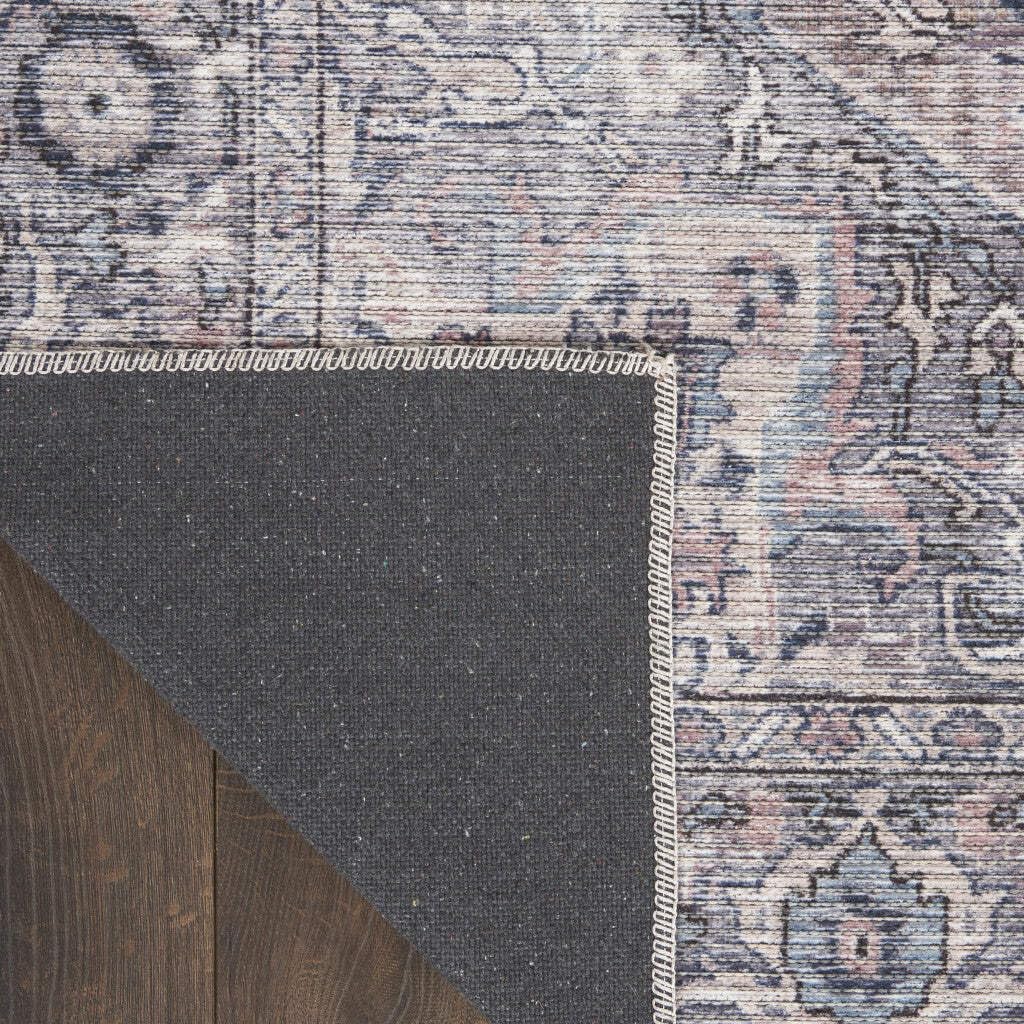HomeRoots 522429 9 x 12 ft. Gray Floral Power Loom Distressed Washable Rectangle Traditional Area Rug