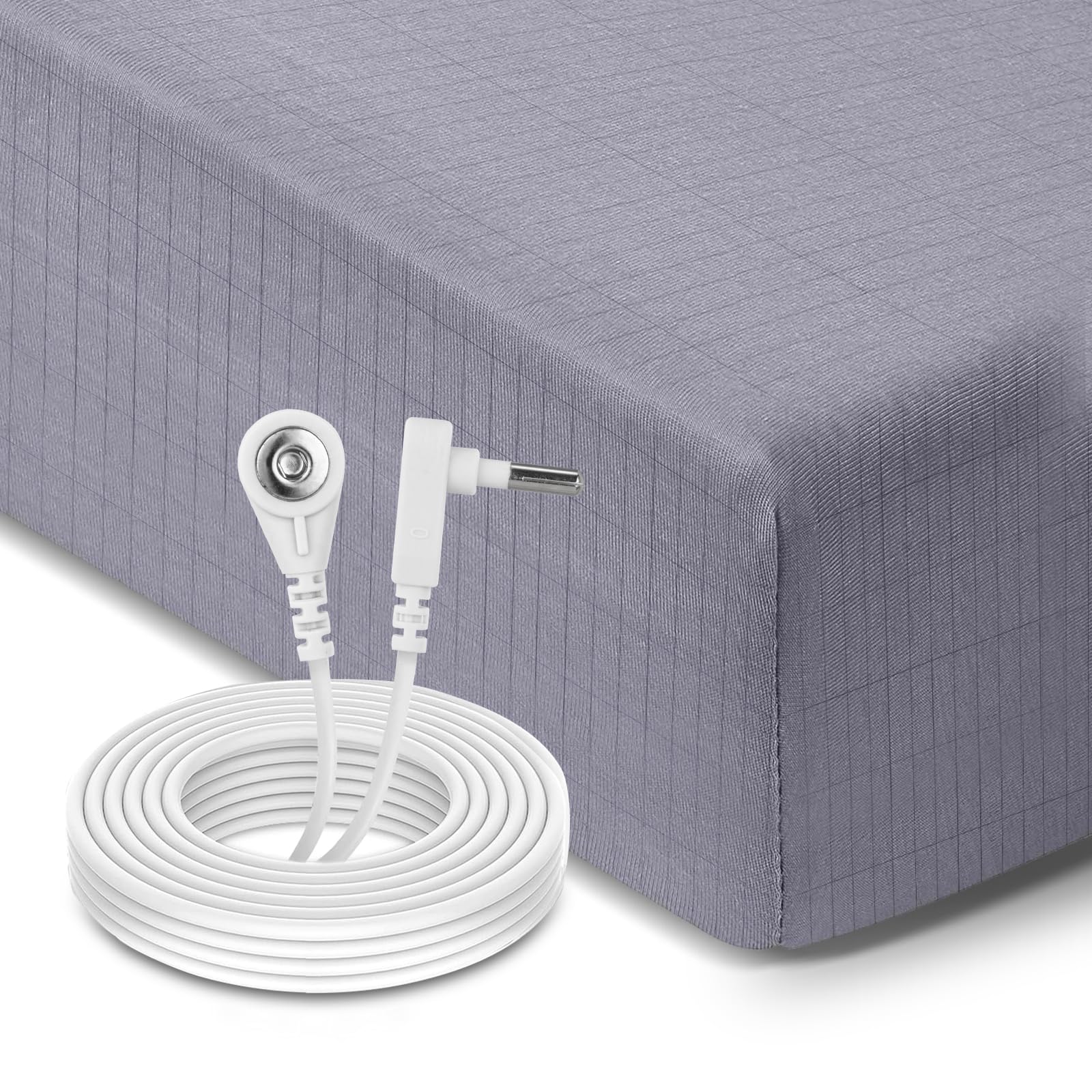 Grounding Sheets King, 90% Organic Cotton + 10% Pure Silver Fiber, Fitted Earth Sheets With 15 Ft Grounding Cord, King Size 76'