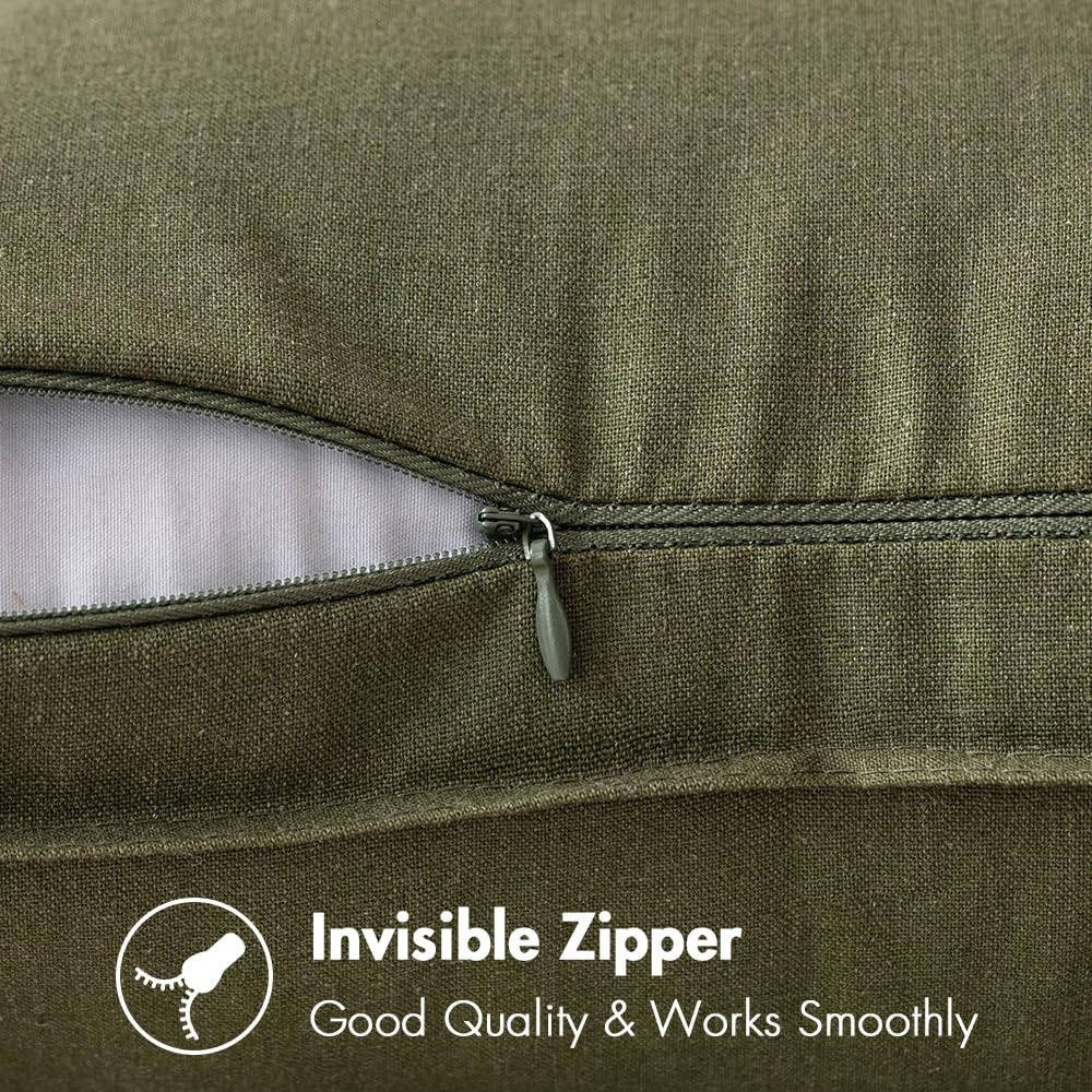 Miulee Pack Of 2 Olive Green Pillow Covers 26X26 Inch Decorative Couch Throw Pillow Covers Linen Cushion Covers Set Modern Farmhouse Home Decor For Sofa Living Room Bed
