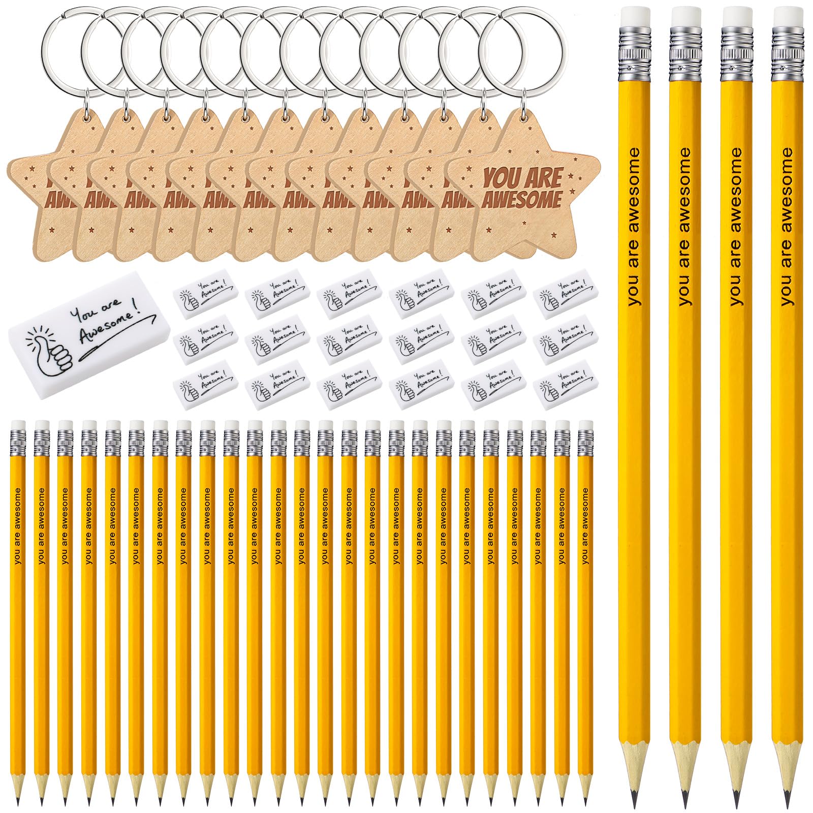 Maitys 100 Pcs Back To School Gift Inspirational Pencils Student Gift From Teacher You Are Awesome Pencils Wooden Star Shaped Ke