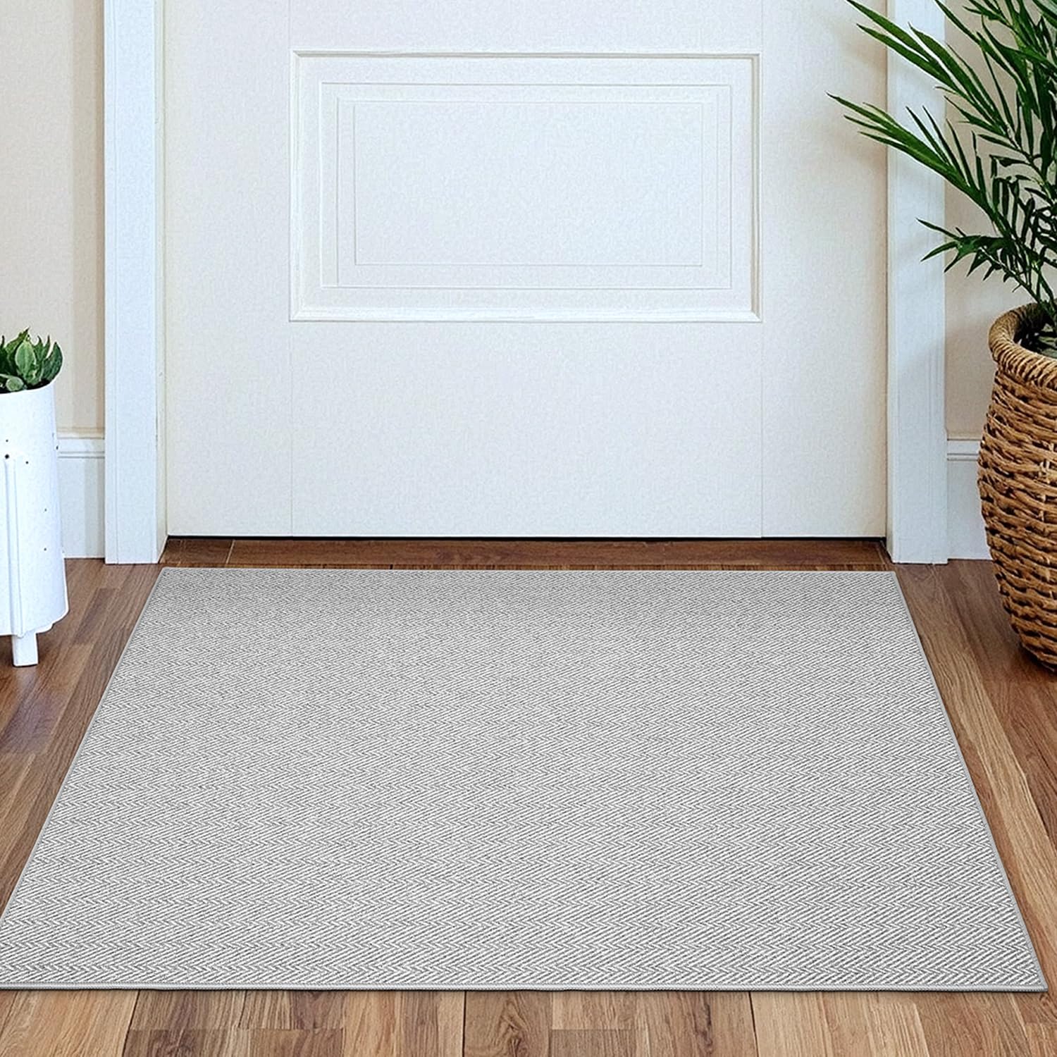 Lumi Ultra Thin Indoor Door Mat For Entrance 17'X30', Non Slip Entryway Mat, Low Profile Doormat, Unique Herringbone Design Ca