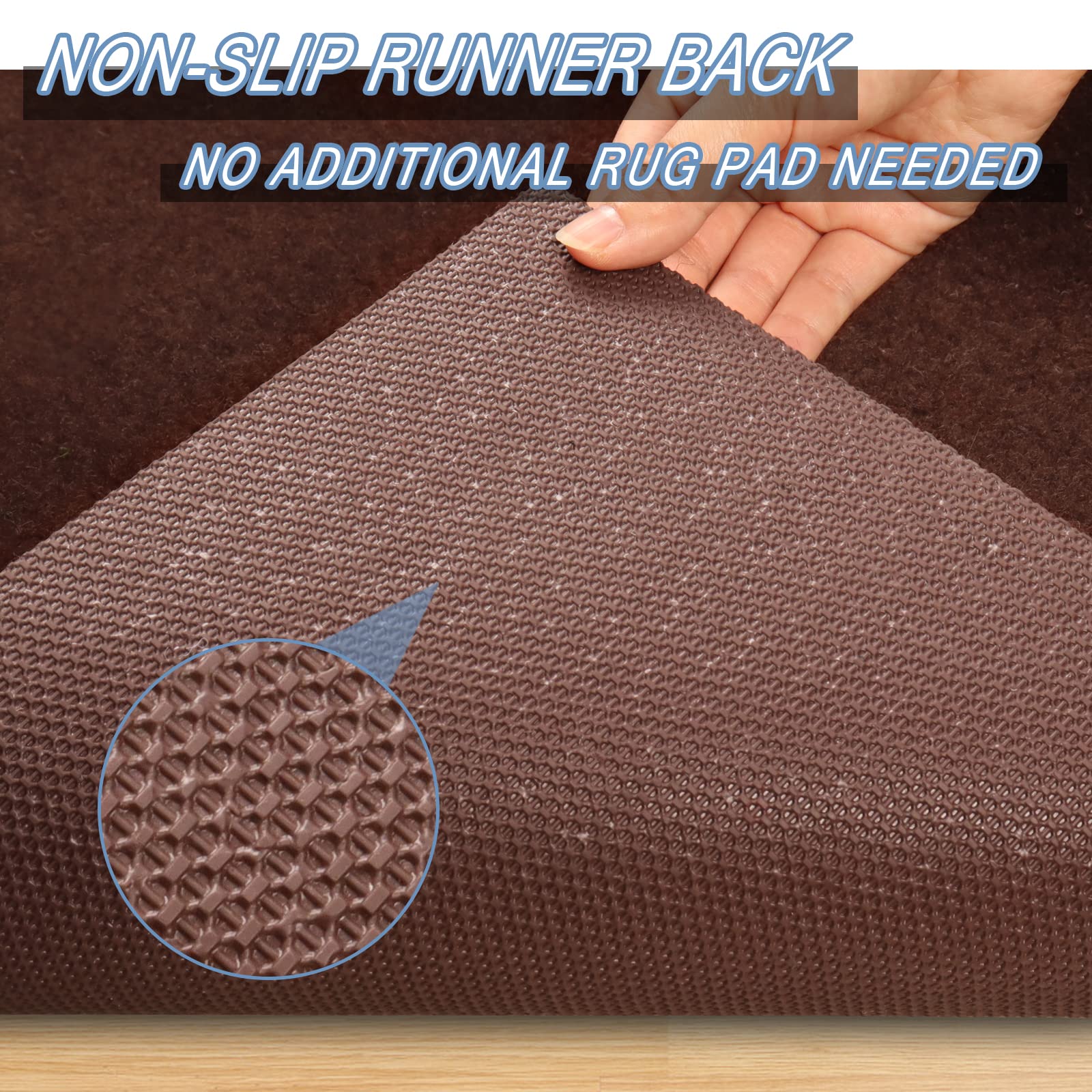 Freadem Runner Rugs 2' X 22' Indoor Outdoor Carpet Runner, Area Rugs With Anti-Slip Rubber Backing For Aisle Hallway Balcony Gar