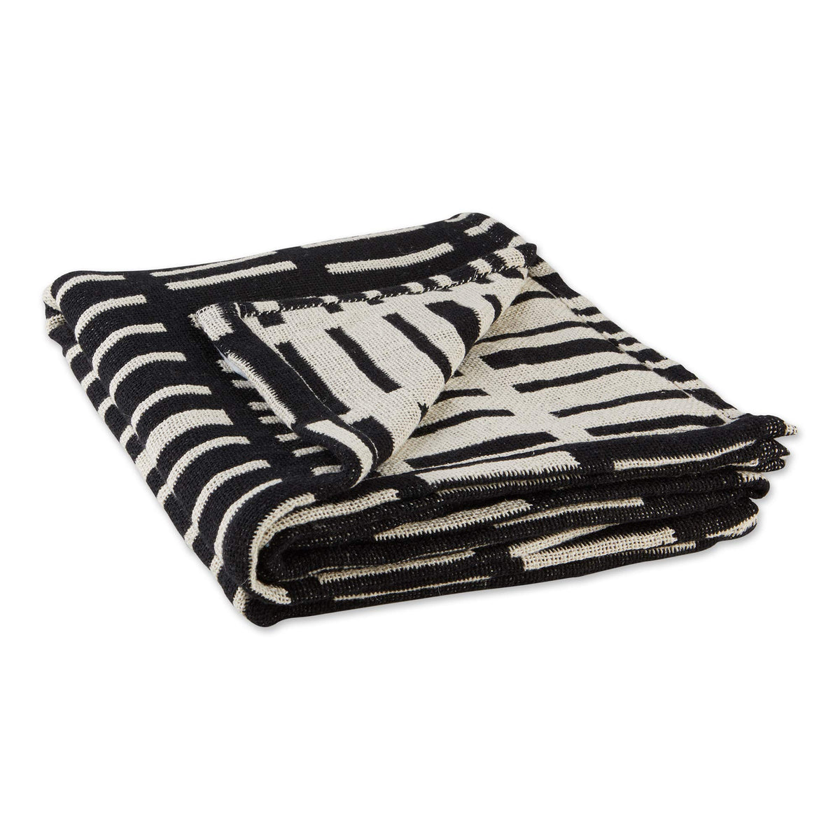 Dii Urban Geometric Collection Cotton Throw Blanket, 50X60, Black